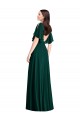 Affordable Bell Sleeves Bateau Neck Soft Chiffon Ever Green Long Semi Formal Evening Dress