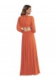 Affordable Long Sleeves V-Neck Soft Chiffon Firecracker Long High Low Evening Dress