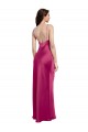 Affordable Sleeveless V-Neck Stretch Satin Fuchsia Long Formal Evening Dress