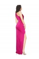 Affordable Sleeveless One Shoulder Silky Satin Fuchsia Long Formal Evening Dress