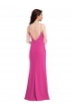 Affordable Sleeveless High Neck Stretch Crepe Fuchsia Long Formal Evening Dress