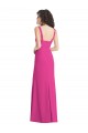 Affordable Sleeveless Square Neck Stretch Crepe Fuchsia Long Semi Formal Evening Dress