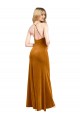 Affordable Sleeveless High Neck Stretch Velvet Gold Long Formal Evening Dress