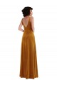 Affordable Sleeveless V-Neck Stretch Velvet Gold Long Semi Formal Evening Dress