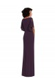 Affordable Split Sleeves V-Neck Spandex Grape Long Formal Evening Dress