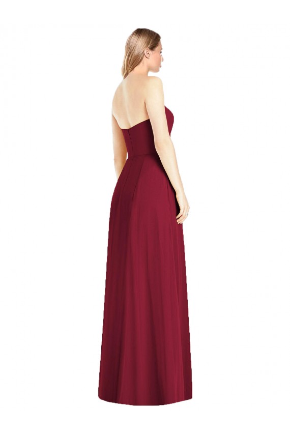Affordable Sleeveless Strapless Soft Chiffon Hot Pink Long Semi Formal Evening Dress