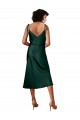 Affordable Sleeveless Cowl Neck Stretch Satin Hunter Midi Length Black Tie Evening Dress