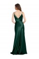 Affordable Sleeveless High Neck Stretch Satin Hunter Long Formal Evening Dress