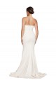 Affordable Sleeveless Strapless Stretch Satin Ivory Sweep Train Formal Evening Dress