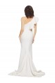Affordable Sleeveless One Shoulder Stretch Crepe Ivory Sweep Train Semi Formal Evening Dress