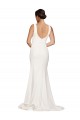 Affordable Sleeveless Square Neck Stretch Crepe Ivory Sweep Train Semi Formal Evening Dress