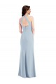 Affordable Sleeveless V-Neck Stretch Crepe Light Sky Blue Long Formal Evening Dress
