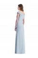 Affordable Sleeveless V-Neck Stretch Crepe Light Sky Blue Long Black Tie Evening Dress