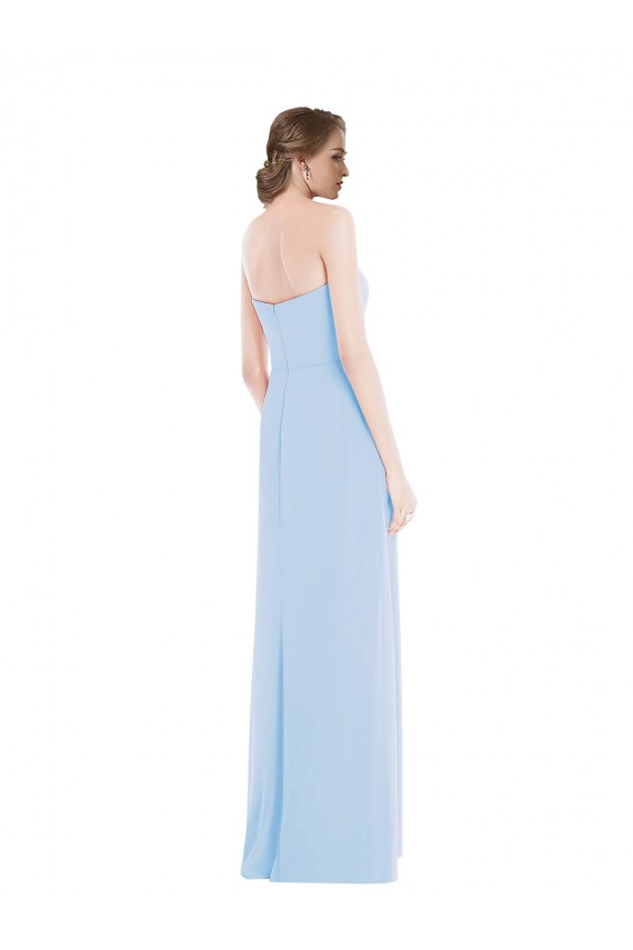 Affordable Sleeveless Sweetheart Soft Chiffon Light Sky Blue Long Formal Dress