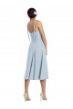 Affordable Sleeveless Sweetheart Stretch Crepe Light Sky Blue Midi Length Evening Dress