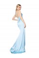 Affordable Sleeveless V-Neck Stretch Satin Light Sky Blue Long Formal Evening Dress
