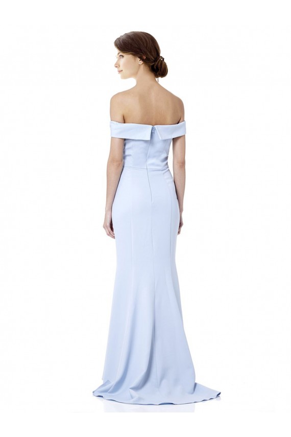 Affordable Sleeveless High Neck Stretch Crepe Light Sky Blue Long Formal Dress