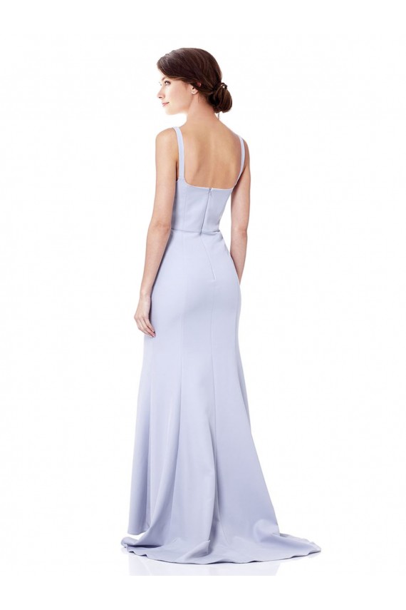 Affordable Sleeveless High Neck Stretch Crepe Light Sky Blue Long Evening Dress