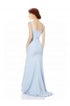 Affordable Sleeveless High Neck Stretch Crepe Light Sky Blue Mermaid Long Formal Dress