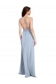 Affordable Sleeveless High Neck Stretch Crepe Light Sky Blue Sheath Long Formal Evening Dress