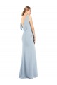Affordable Sleeveless Bateau Neck Stretch Crepe Light Sky Blue Long Semi Formal Evening Dress