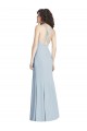 Affordable Sleeveless Halter Neck Stretch Crepe Light Sky Blue Long Evening Gowns