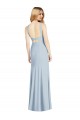 Affordable Sleeveless High Neck Stretch Crepe Light Sky Blue Long Formal Evening Gowns