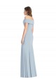 Affordable Sleeveless Off the Shoulder Stretch Crepe Light Sky Blue Long Formal Dress