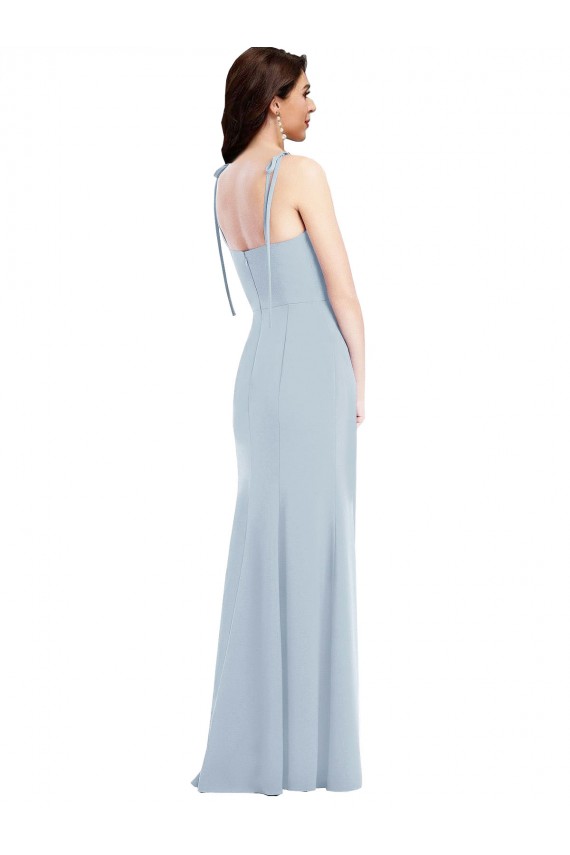Affordable Sleeveless Strapless Stretch Crepe Light Sky Blue Long Evening Gown