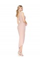 Affordable Sleeveless High Neck Stretch Crepe Mauve Knee Length High Low Evening Dress