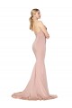 Affordable Sleeveless High Neck Stretch Crepe Mauve Long Formal Dress