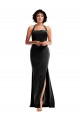 Affordable Sleeveless Halter Neck Stretch Velvet Black Long Formal Evening Dress