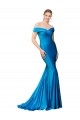 Affordable Sleeveless High Neck Satin Peacock Blue Long Formal Evening Dress