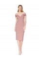 Affordable Sleeveless High Neck Stretch Crepe Dusty Pink Knee Length Black Tie Evening Dress