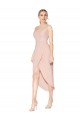 Affordable Sleeveless High Neck Stretch Crepe Mauve Knee Length High Low Evening Dress