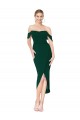 Affordable Sleeveless High Neck Stretch Crepe Midnight Green Knee Length High Low Evening Dress