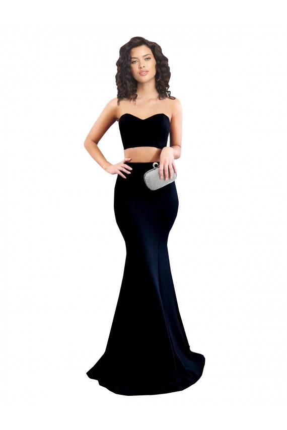 Affordable Sleeveless High Neck Stretch Crepe Black Mermaid Long Formal Evening Dress