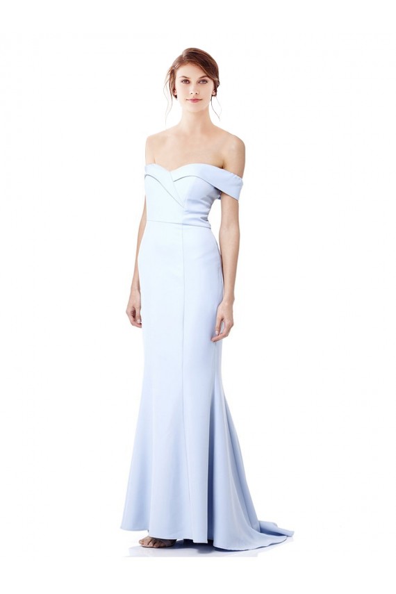Affordable Sleeveless High Neck Stretch Crepe Light Sky Blue Long Formal Dress
