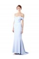 Affordable Sleeveless High Neck Stretch Crepe Light Sky Blue Long Formal Dress