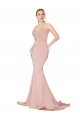 Affordable Sleeveless High Neck Stretch Crepe Mauve Long Formal Dress