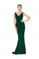 Affordable Sleeveless High Neck Stretch Crepe Midnight Green Long Formal Evening Dress