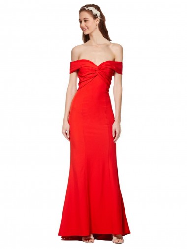 Affordable Sleeveless High Neck Stretch Crepe Red Long Evening Dress