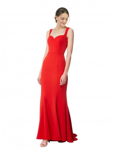 Affordable Sleeveless High Neck Stretch Crepe Red Long Formal Evening Gown