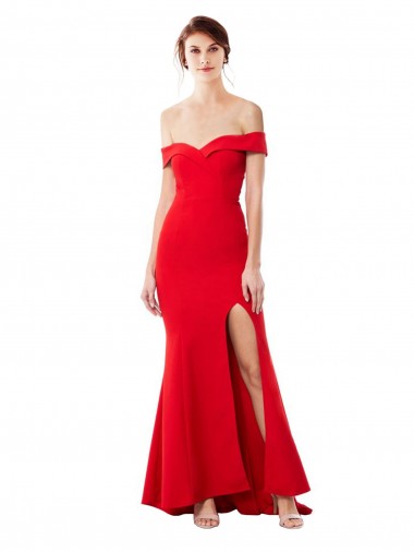 Affordable Sleeveless High Neck Stretch Crepe Red Long Formal Evening Dress