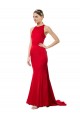 Affordable Sleeveless High Neck Stretch Crepe Red Long Formal Evening Gowns