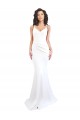 Affordable Sleeveless High Neck Stretch Crepe White Long Black Tie Evening Dress
