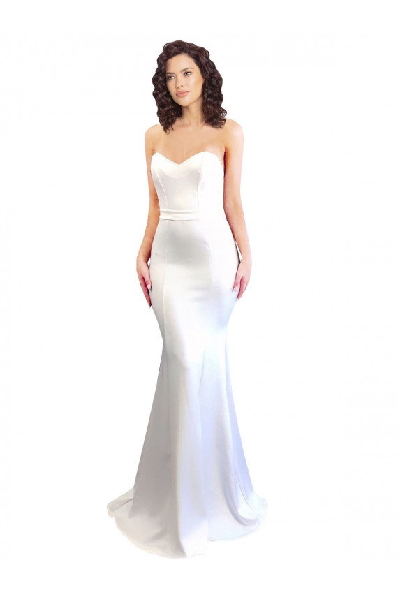 Affordable Sleeveless High Neck Stretch Crepe White Long Formal Evening Dress