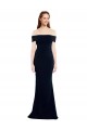 Affordable Sleeveless Off the Shoulder Stretch Crepe Dark Navy Long Formal Dress