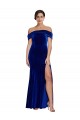 Affordable Sleeveless Off the Shoulder Stretch Velvet Royal Blue Long Formal Evening Dress
