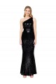 Affordable Sleeveless One Shoulder Sequin Black Long Formal Evening Dress